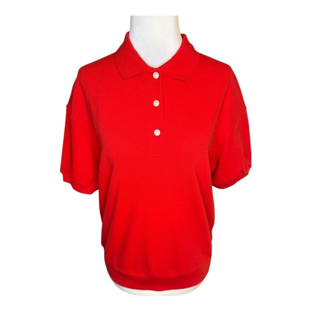 EVERLANE Red Cotton Knit Short Sleeve Polo Shirt Women's Size XS NWT